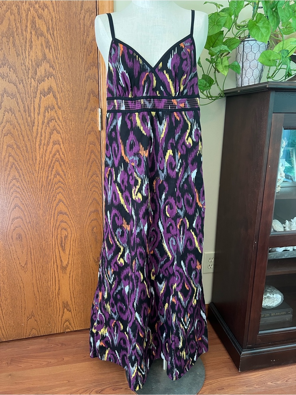 Style & Co. Purple Multicolor Spaghetti Strap Maxi Jumpsuit